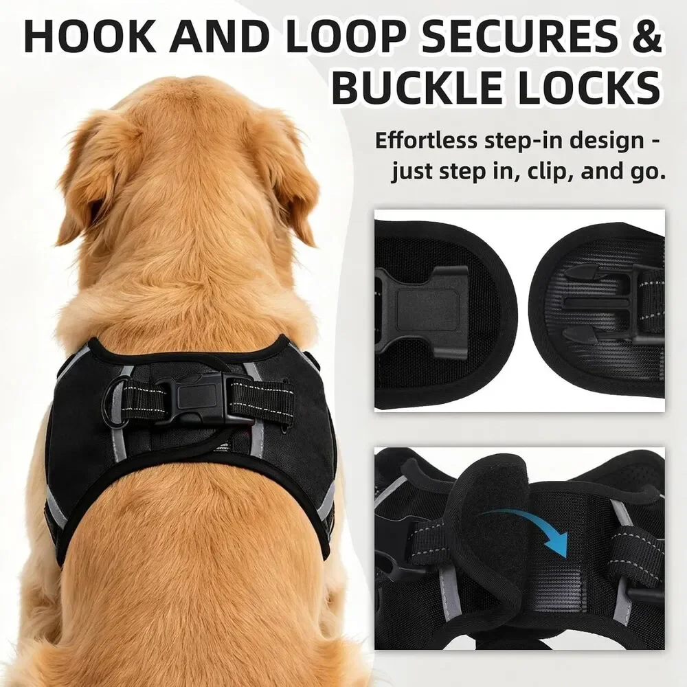 Pupteck No Pull Dog Harness Vest - Black XL